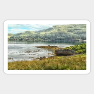 Abandoned Boat, Isle of Kerrera, Scotland landscape art Sticker